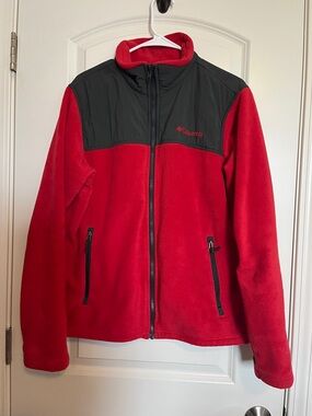 Columbia Bugaboo M Red and Black Zip-Up Fleece Jacket